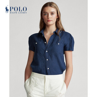 Ralph Lauren/拉夫劳伦女装 2020年夏季亚麻布短袖衬衫21519 410-海军蓝 8