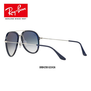 RayBan雷朋太阳镜飞行员形男女款复古双梁潮流渐变色墨镜0RB4298可定制 63343A蓝色镜框绿色渐变镜片 【定制单拍不发，镜片需另拍】尺寸57