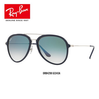 RayBan雷朋太阳镜飞行员形男女款复古双梁潮流渐变色墨镜0RB4298可定制 63343A蓝色镜框绿色渐变镜片 【定制单拍不发，镜片需另拍】尺寸57