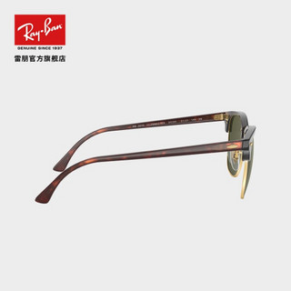 RayBan 雷朋太阳镜男女款派对达人半框墨镜潮流方形眼镜0RB3016 W0366玳瑁色镜框绿色经典镜片 【定制单拍不发，镜片需另拍】尺寸49