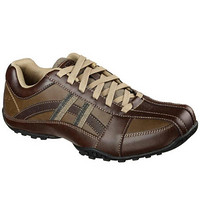 SKECHERS斯凯奇男鞋运动鞋休闲鞋皮质拼色64455 BROWN 7