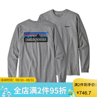 Patagonia巴塔哥尼亚T恤男款长袖棉质字母圆领39161 GLH S