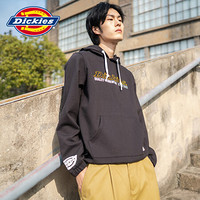 Dickies 春夏商品 下摆抽绳连帽卫衣 男式袖部印花休闲hoodie上衣 DK007567 黑色 XXL