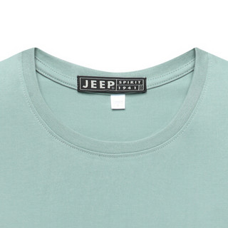吉普 JEEP 短袖T恤2020夏季男士圆领休闲舒适简约商务休闲棉质体恤打底衫上衣20MB562TS9296 豆绿 3XL