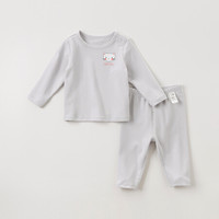 davebella戴维贝拉秋季新款男女童纯棉内衣套装 婴幼童睡衣家居服 浅灰色 66cm(12M(建议身高59-66cm))