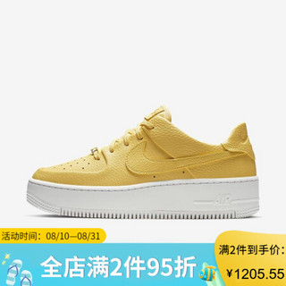 耐克Nike Air Force 1 Sage Low女子厚点低帮板鞋AR5339 Gold/White/Gold 10