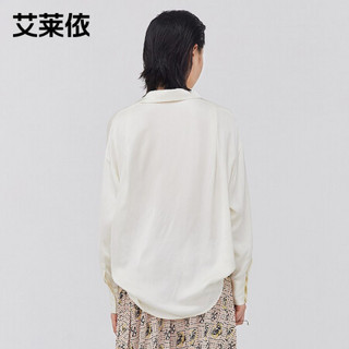 【商场同款】艾莱依2020秋季新款设计感小众长袖衬衫女休闲时尚衬衣 暖白色 155