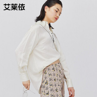 【商场同款】艾莱依2020秋季新款设计感小众长袖衬衫女休闲时尚衬衣 暖白色 155