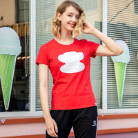 大嘴猴(PAUL FRANK)女运动圆领宽松透气短袖T恤 红色 S