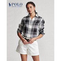 Ralph Lauren/拉夫劳伦女装 2020年春季格子纹亚麻布纽扣领衬衫21353 100-白色 XS