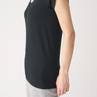 无印良品 MUJI 女式 羊毛 法国袖 T恤 黑色 XL