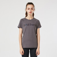 Paul Frank/大嘴猴运动T恤女速干衣夏吸汗透气休闲上衣圆领宽松 深灰 M