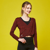 Paul Frank/大嘴猴速干T恤女长款运动夏季长袖正品2018跑步薄 深红色 XL