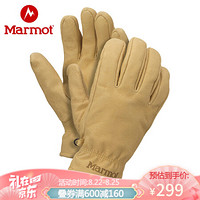 Marmot/土拨鼠秋冬运动分指时尚舒适保暖皮质手套情侣款户外 7291明黄 M