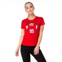 大嘴猴（PAUL FRANK）时尚休闲logo包边袖潮流t恤女 红色 L
