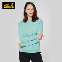 Jack Wolfskin/狼爪官方春季新品户外柔软舒适透气休闲弹力毛圈时尚圆领卫衣女1707191 1707191-4010/淡蓝色 L 175/96A