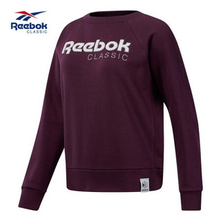 Reebok锐步女子休闲圆领卫衣AC ICONIC FL CREW 无帽打底衫DT7274 DT7273_紫色 XS