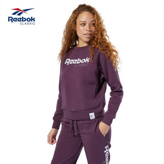 Reebok锐步女子休闲圆领卫衣AC ICONIC FL CREW 无帽打底衫DT7274 DT7273_紫色 XS