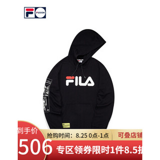 FILA FUSION斐乐男子卫衣2020秋季新款运动潮流针织套头衫男卫衣 深黑-BK 190/108A/XXXL