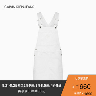 CK JEANS 2020春夏女装刺绣LOGO牛仔背带短裙 J213368 1CD-白色 M