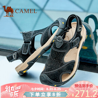 骆驼（CAMEL） 凉鞋男包头休闲牛皮时尚户外沙滩鞋 A022307342 黑色 40