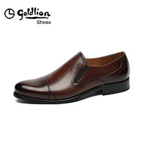 金利来（goldlion）男鞋都市英伦乐福鞋轻质透气商务正装鞋50402027840A-棕色-38码
