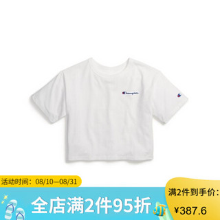 Champion冠军女款T恤上衣圆领短袖Life短款纯棉素面休闲WL956  549724 White L