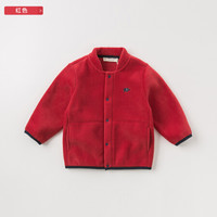 davebella戴维贝拉秋季新品男女童摇粒绒外套 宝宝棒球服夹克 红色 100cm(4Y(建议身高95-105cm))