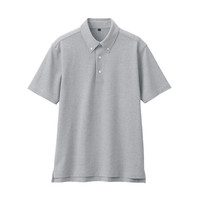無印良品 MUJI 無印良品 男式 凉爽珠地网眼 纽扣领POLO衫 银灰色 M