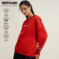 诺诗兰2020秋冬弹力连帽城市户外男女卫衣 NHDAT0501E 炫红色 160