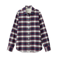 無印良品 MUJI 无印良品 女士长袖衬衫 29AC726 海军蓝格子 XL