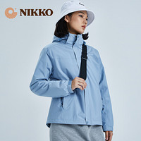 日高（NIKKO）新品三合一冲锋衣女抓绒内胆 防水外套防雨户外登山服百塔上衣 雾蓝 XL(女)