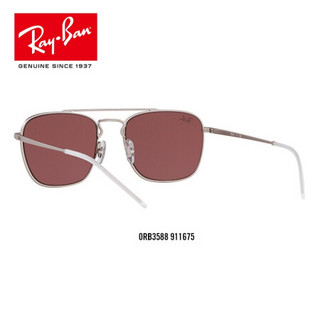 RayBan 雷朋春夏季新款太阳镜男款方形潮流墨镜0RB3588可定制 911675橡胶银色镜框深紫罗兰色镜片 【定制单拍不发，镜片需另拍】尺寸55