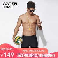 WATERTIME泳裤男五分速干专业防尴尬游泳裤宽松温泉男士泳衣装备 黄色条纹 M