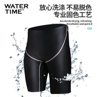 WATERTIME/蛙咚 泳裤男 五分速干专业防尴尬游泳裤宽松温泉男士泳衣装备 黑色 XL