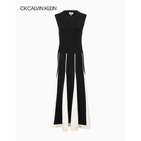 CK CALVIN KLEIN 2020春夏新款女装 撞色拼接连身裙 W84037122T 010-黑色 M