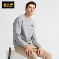 JackWolfskin狼爪官方男女款20秋冬新款户外运动柔软舒适情侣款圆领卫衣套头衫5719111 5719111-4655/浅花灰色 S 175/96A
