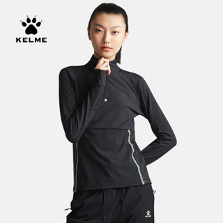 KELME/卡尔美 运动速干衣女跑步排汗上衣立领训练健身房长袖T恤女 白色 2XL