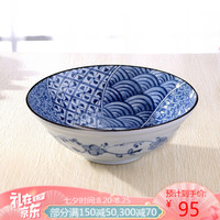 美浓烧 Mino Yaki) 美浓烧 陶瓷碗饭碗 日式拉面碗大号陶瓷汤碗盘子进口家用餐具 HS-1 汤面碗
