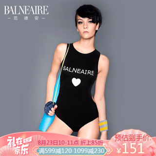 范德安（BALNEAIRE） 泳衣女 连体保守专业运动游泳衣 性感露背显瘦沙滩度假泳装 黑色 L