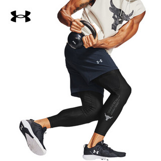 安德玛官方UA Project Rock强森男子运动紧身裤Under Armour1356563 黑色001 M