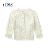 Ralph Lauren/拉夫劳伦女婴 2020年春季绞花编结棉质开襟衫33029 101-白色 18M