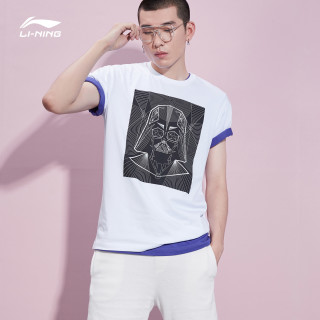 李宁短袖t恤男星球大战联名男士上衣夏季官方正品半袖红色T恤 XXL(成人) 深蓝色