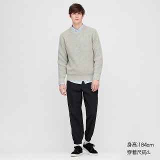 优衣库 男装 华夫格圆领针织衫(长袖) 423573 UNIQLO 185/128C/XXXXL 67 海蓝色