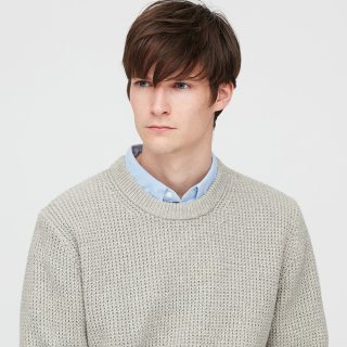 优衣库 男装 华夫格圆领针织衫(长袖) 423573 UNIQLO 185/128C/XXXXL 67 海蓝色