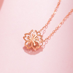 18k金项链 樱花套链彩金750玫瑰金锁骨链女情人节礼物