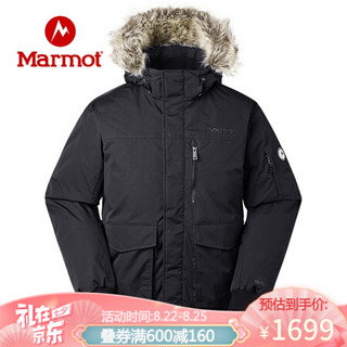 Marmot/土拨鼠秋冬运动舒适保暖鹅绒700蓬带帽厚重羽绒服男户外 曜石黑001 XL 欧码偏大