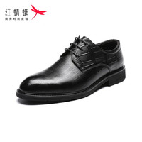 红蜻蜓 RED DRAGONFLY 男鞋商务休闲正装男鞋系带男皮鞋 WTA30445 黑色 41