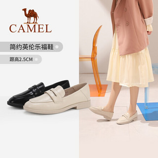 骆驼（CAMEL） 女士 日系学院风纯色低跟套脚单鞋 A015146133 米色 37