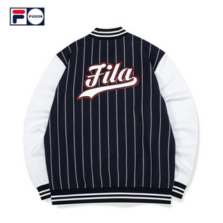 FILA FUSION 斐乐男士棒球服2020秋季新款针织长袖外套竖条纹男 深黛蓝-NV 190/108A/XXXL